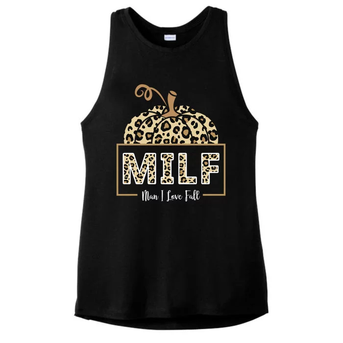 MILF Man I Love Fall Leopard Pumpkin Funny Ladies Tri-Blend Wicking Tank