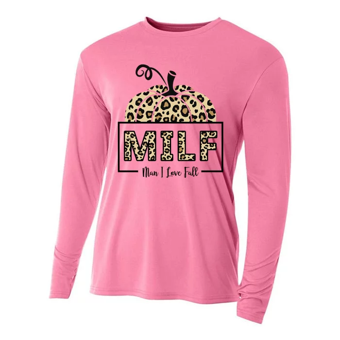 MILF Man I Love Fall Leopard Pumpkin Funny Cooling Performance Long Sleeve Crew