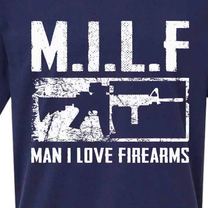 M.I.L.F Man I Love Firearms Funny Ar15 2a Pro Gun Rights Sueded Cloud Jersey T-Shirt