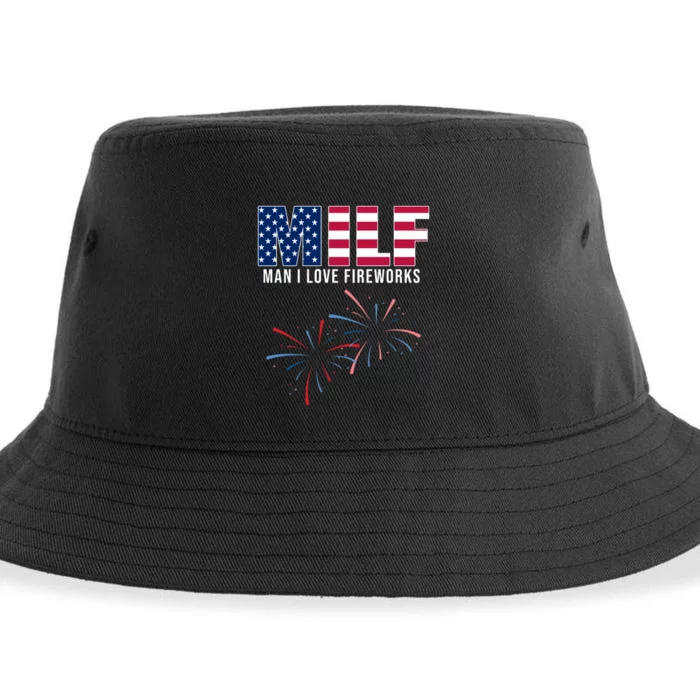 MILF Man I Love Fireworks Funny 4th Of July Sustainable Bucket Hat