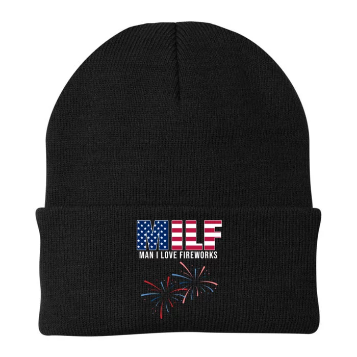 MILF Man I Love Fireworks Funny 4th Of July Knit Cap Winter Beanie