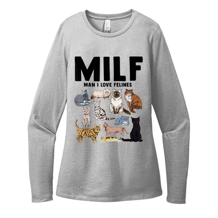 MILF Man I Love Felines Funny Cat Vintage Womens CVC Long Sleeve Shirt