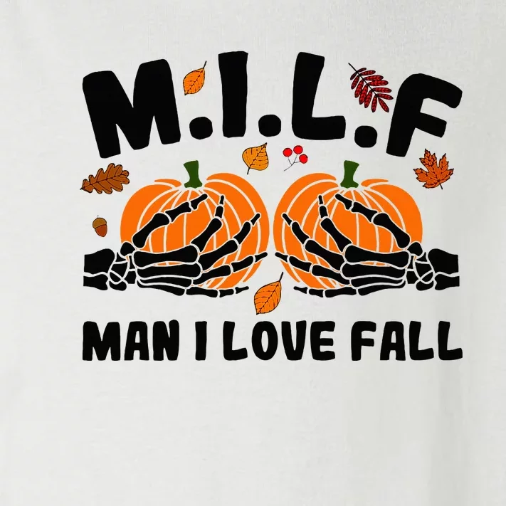 Milf Man I Love Fall Skeleton Pumpkin Hand Boob Toddler Long Sleeve Shirt