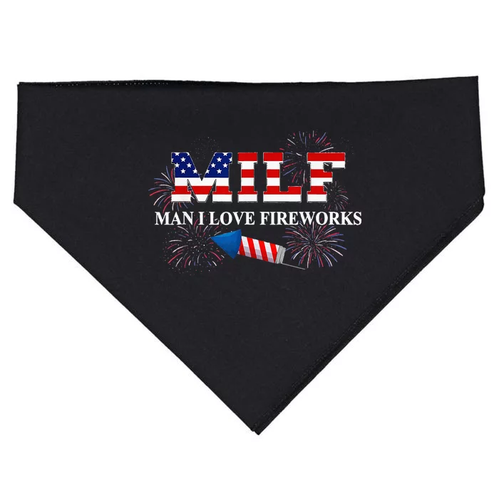 MILF Man I Love Fireworks Funny American Patriotic July 4th USA-Made Doggie Bandana