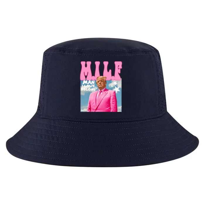 Milf Man I Love Felons Funny Trump Pink 2024 For President Cool Comfort Performance Bucket Hat