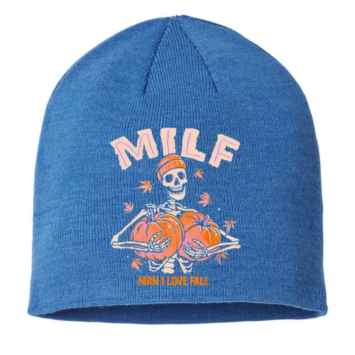 MILF Man I Love Fall Funny Skeleton Pumpkin Halloween 8 1/2in Sustainable Knit Beanie