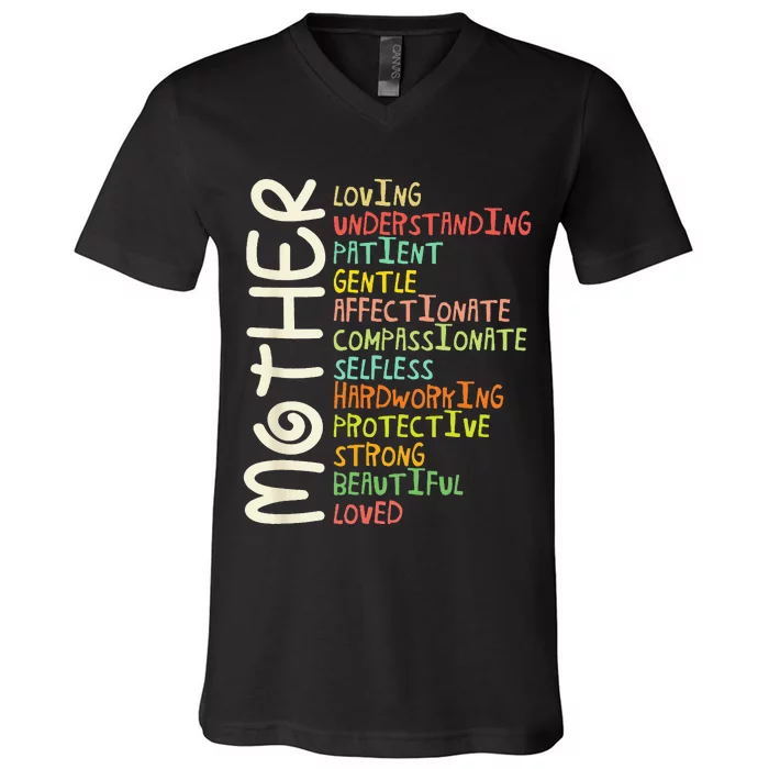 MOTHER Meaning I Love Mom Mothers Day V-Neck T-Shirt