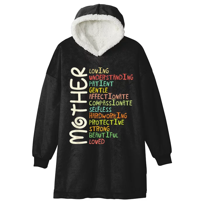 MOTHER Meaning I Love Mom Mothers Day Hooded Wearable Blanket