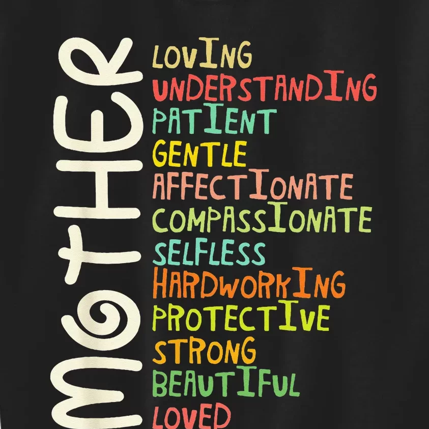 MOTHER Meaning I Love Mom Mothers Day Kids Sweatshirt