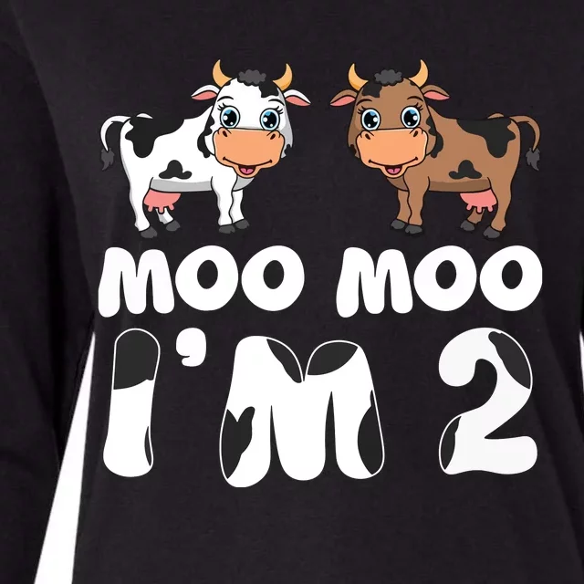 Moo Moo Im Two Cute Cow 2nd Birthday Cows Gift 8111 Womens Cotton Relaxed Long Sleeve T-Shirt