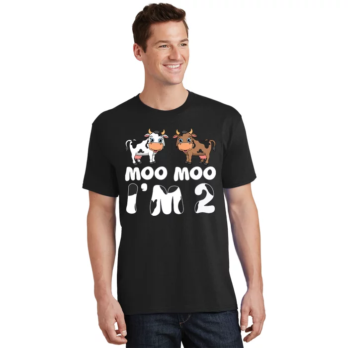 Moo Moo Im Two Cute Cow 2nd Birthday Cows Gift 8111 T-Shirt