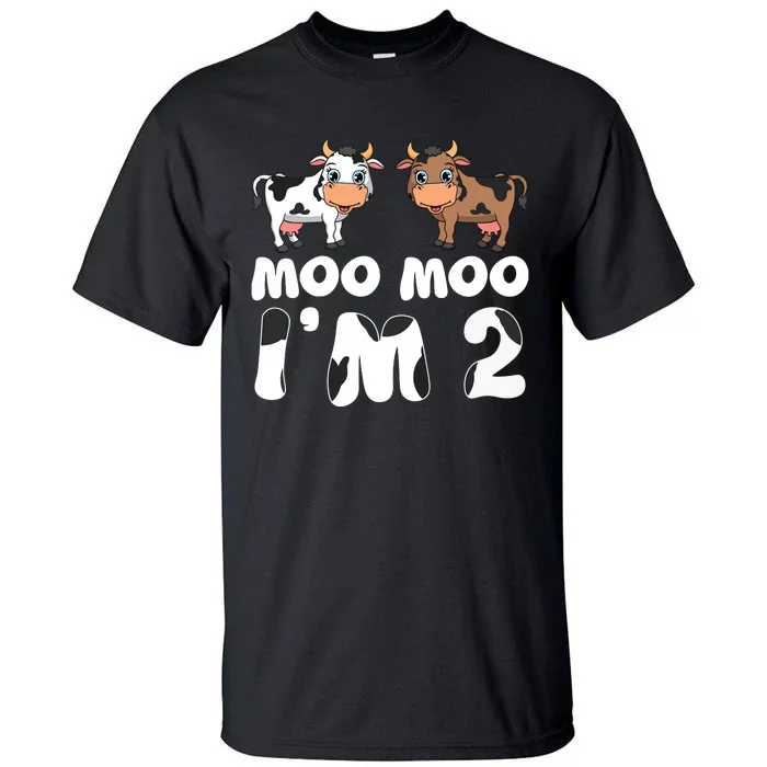 Moo Moo Im Two Cute Cow 2nd Birthday Cows Gift 8111 Tall T-Shirt