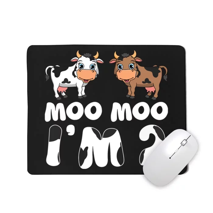 Moo Moo Im Two Cute Cow 2nd Birthday Cows Gift 8111 Mousepad