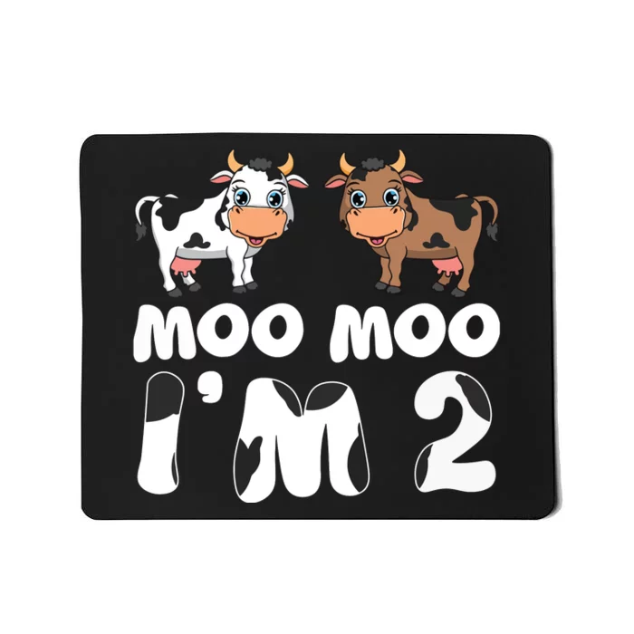 Moo Moo Im Two Cute Cow 2nd Birthday Cows Gift 8111 Mousepad