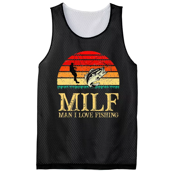 MILF Man I Love Fishing Funny Fishing Fishermen Fishing Mesh Reversible Basketball Jersey Tank