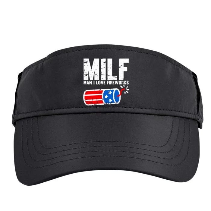 MILF Man I Love Fireworks 4th Of July Funny Fourth Of July Adult Drive Performance Visor