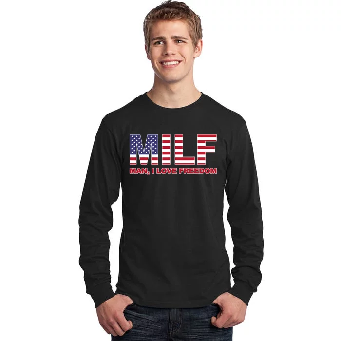 MILF Man I Love Freedom American Flag United States America Tall Long Sleeve T-Shirt