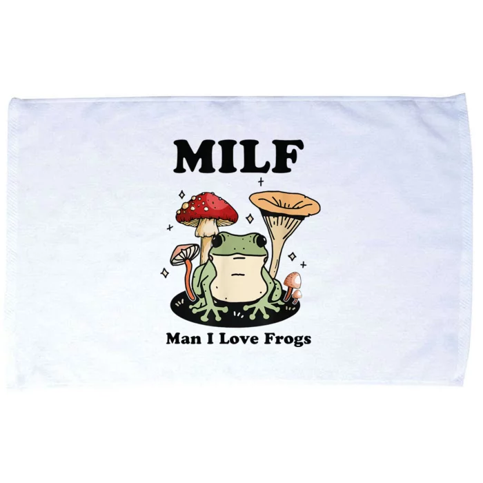 MILF Man I love frogs vintage retro frog and fungi mushroom Microfiber Hand Towel