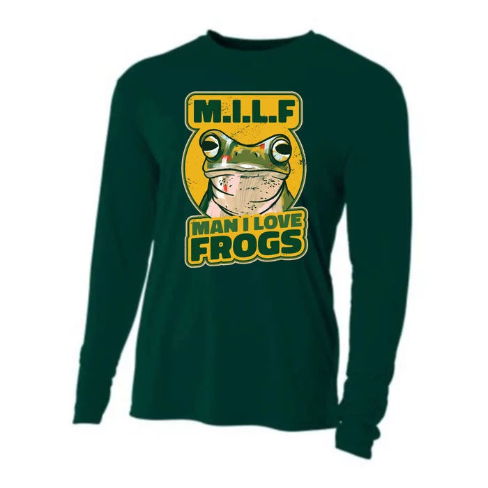 MILF Man I Love Frogs Funny Cooling Performance Long Sleeve Crew