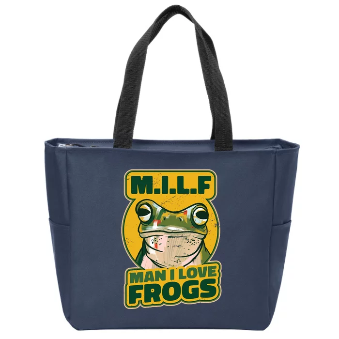 MILF Man I Love Frogs Funny Zip Tote Bag