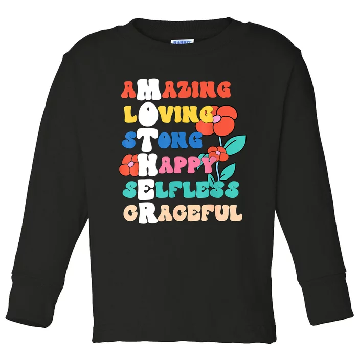 MOTHER Meaning I Love Mom Mothers Day Toddler Long Sleeve Shirt