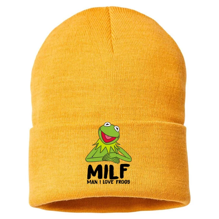 Milf Man I Love Frogs Sustainable Knit Beanie