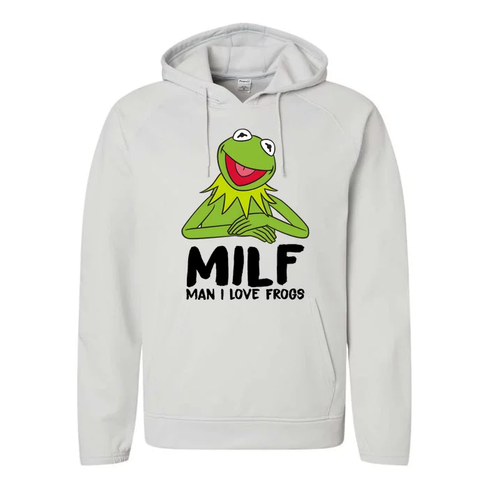 Milf Man I Love Frogs Performance Fleece Hoodie