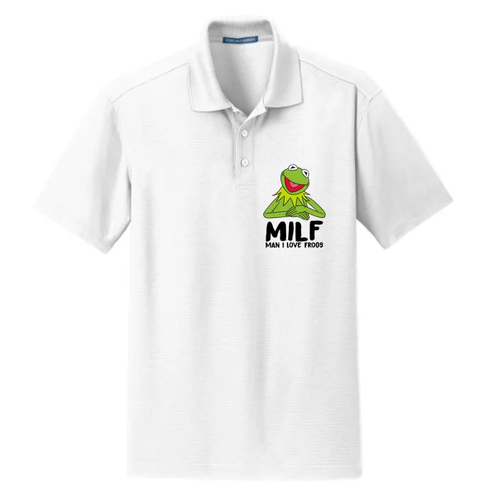 Milf Man I Love Frogs Dry Zone Grid Performance Polo