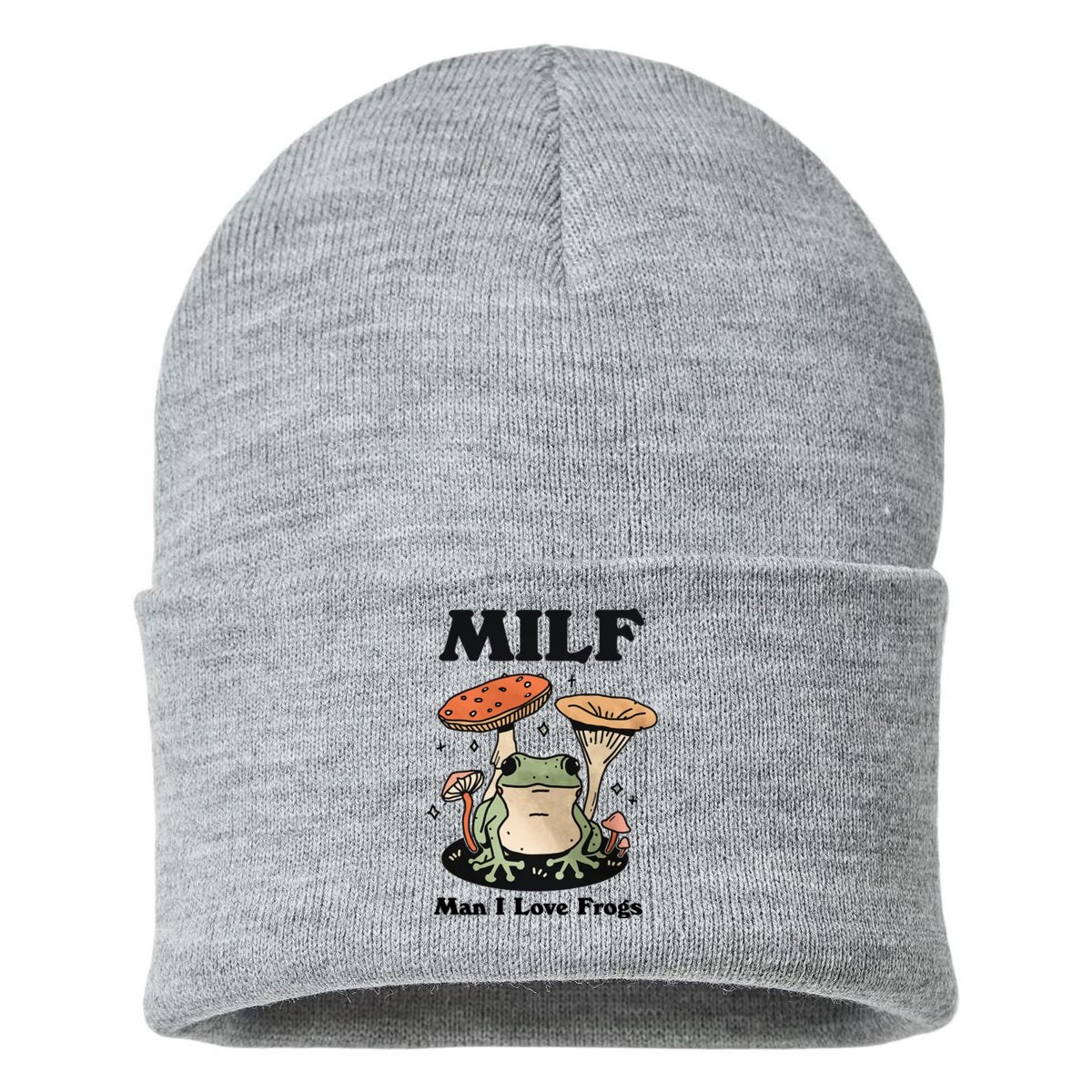 Milf Man I Love Frogs Cute Frog Lover Cottagecore Froggy Sustainable Knit  Beanie