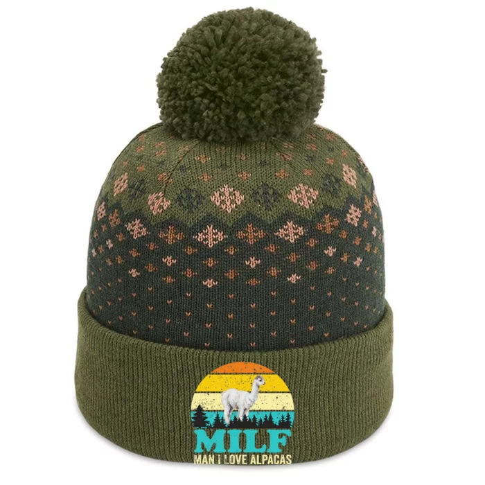 Milf Man I Love Alpacas Cute Lama Funny Alpaca The Baniff Cuffed Pom Beanie