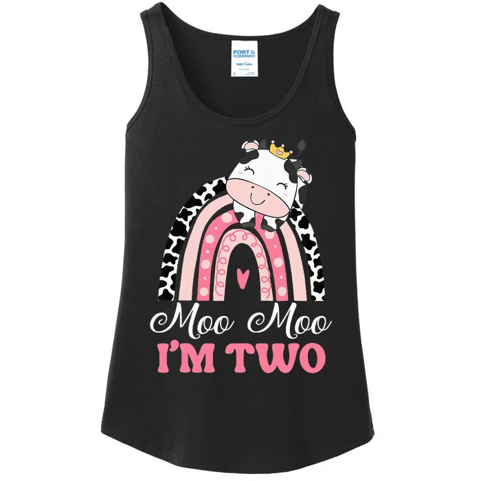 Moo Moo Im Two Birthday Outfit 2nd Bday Ladies Essential Tank