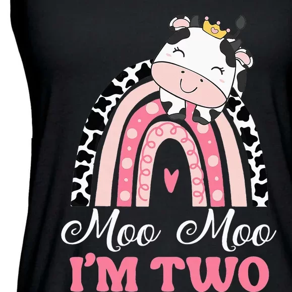 Moo Moo Im Two Birthday Outfit 2nd Bday Ladies Essential Flowy Tank