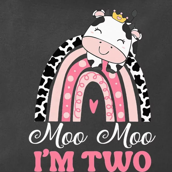 Moo Moo Im Two Birthday Outfit 2nd Bday Zip Tote Bag