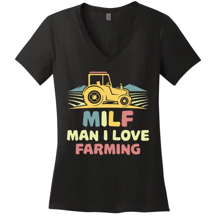 MILF Man I Love Farming Women's V-Neck T-Shirt