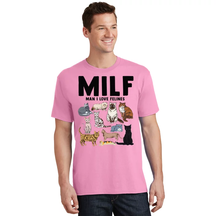 MILF Man I Love Felines Funny Cat Vintage T-Shirt