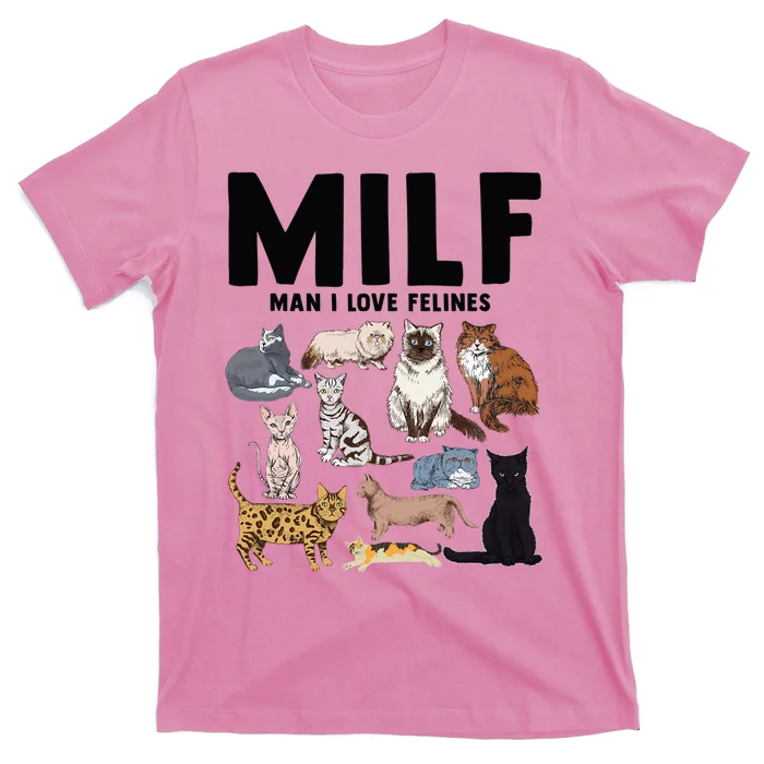 MILF Man I Love Felines Funny Cat Vintage T-Shirt