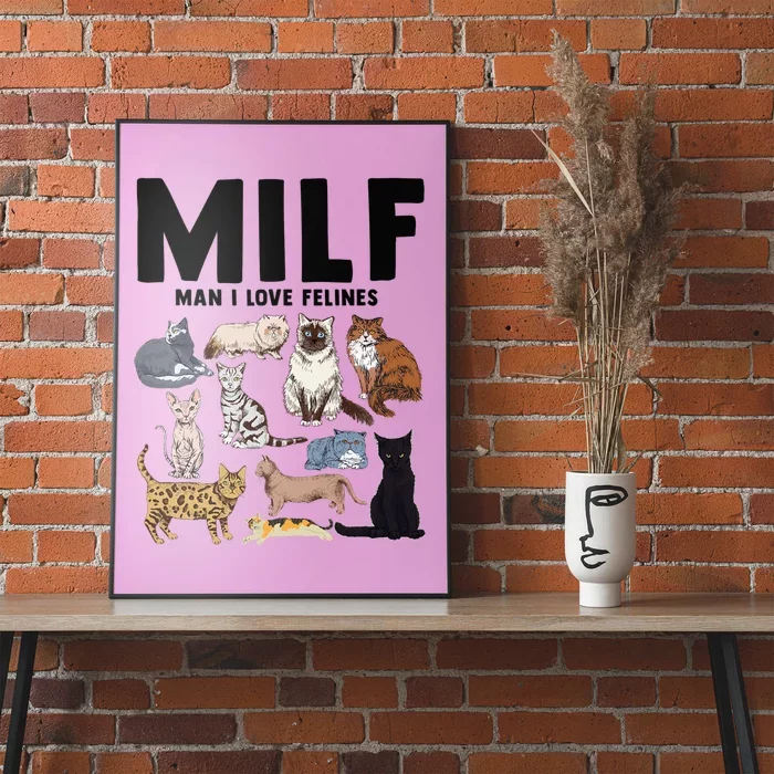 MILF Man I Love Felines Funny Cat Vintage Poster