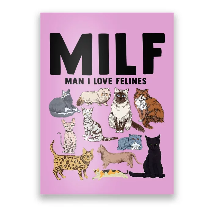 MILF Man I Love Felines Funny Cat Vintage Poster