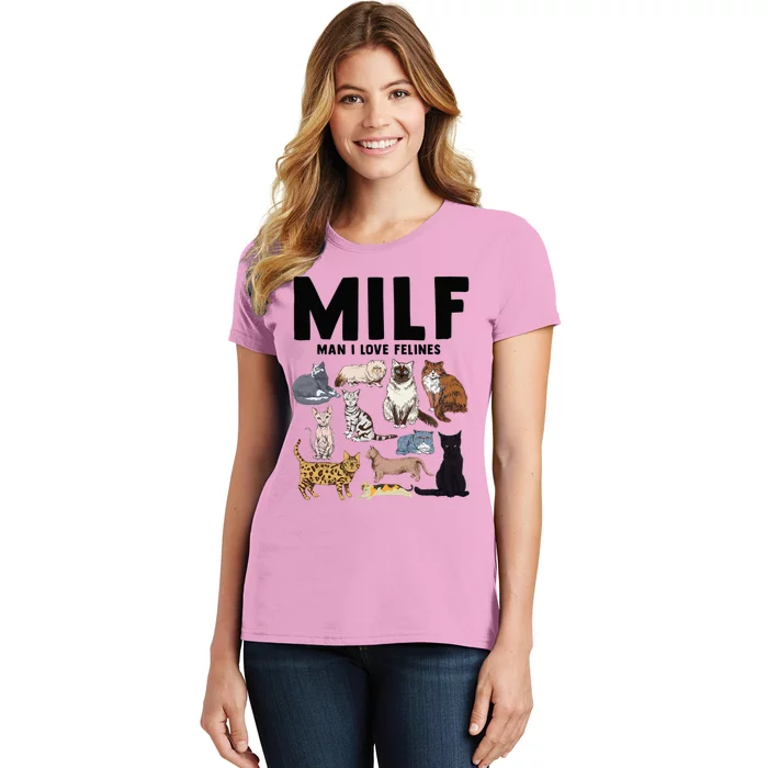 MILF Man I Love Felines Funny Cat Vintage Women's T-Shirt