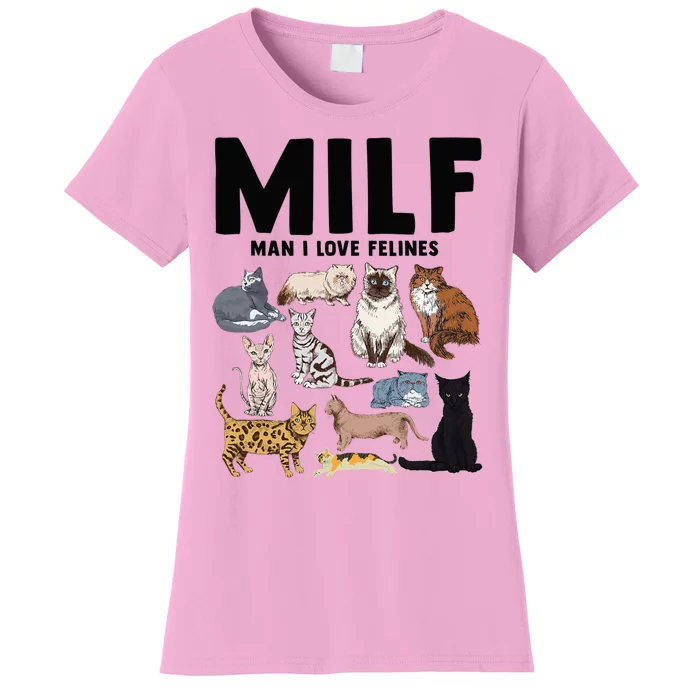 MILF Man I Love Felines Funny Cat Vintage Women's T-Shirt