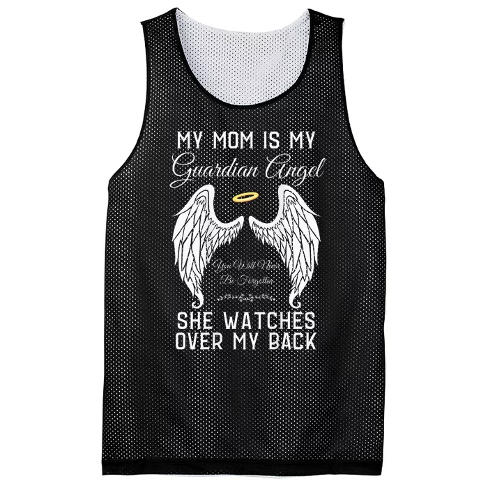 My Mom Is My Guardian Angel In Heaven Memorial Memory Miss Mesh Reversible Basketball Jersey Tank