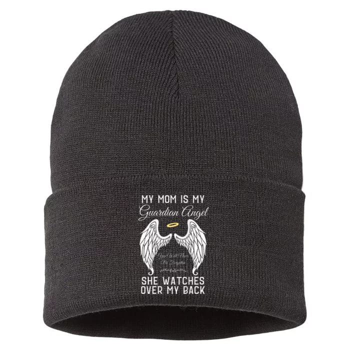 My Mom Is My Guardian Angel In Heaven Memorial Memory Miss Sustainable Knit Beanie