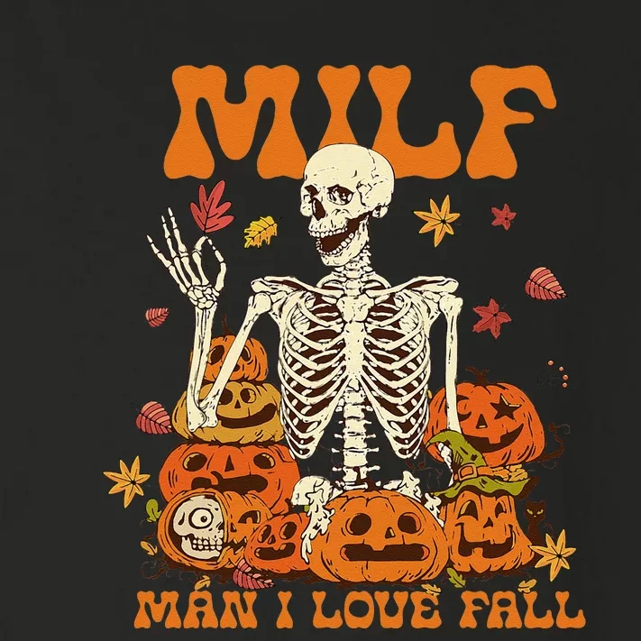 MILF Man I Love Fall Halloween Skeleton And Pumpkins Spooky Toddler Long Sleeve Shirt