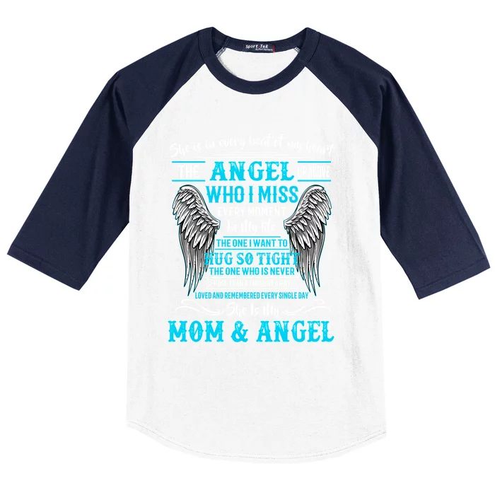 My Mom Is Guardian Angelcute Giftfor Daughter Son Lost Mom In Heaven Gift Baseball Sleeve Shirt