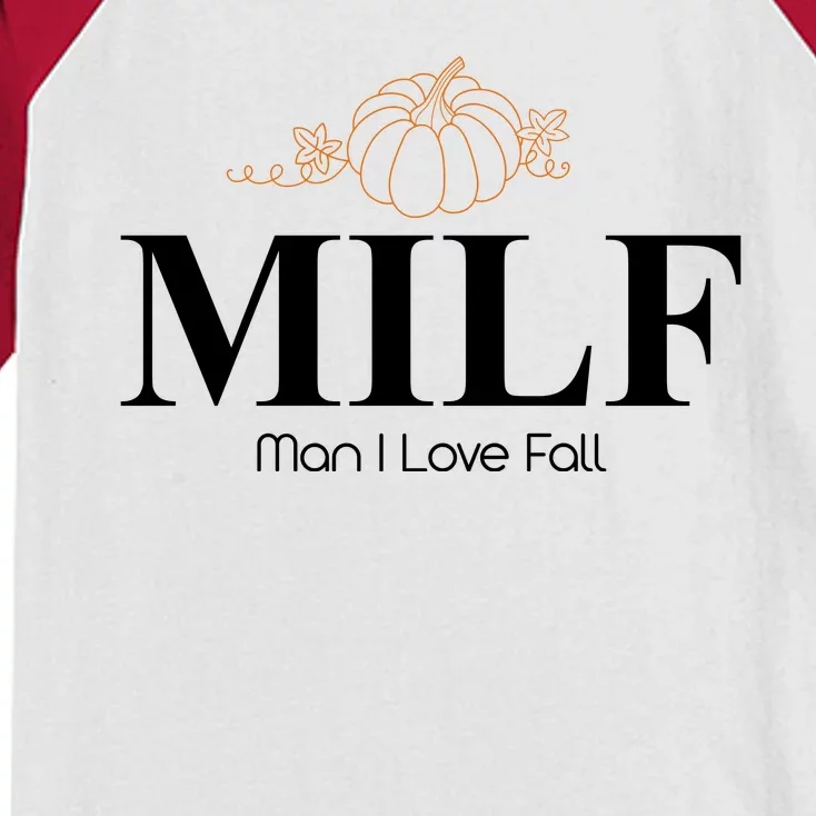 MILF Man I Love Fall October Lover Kids Colorblock Raglan Jersey