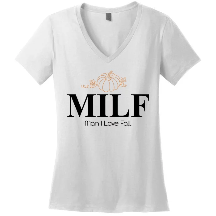 MILF Man I Love Fall October Lover Women's V-Neck T-Shirt