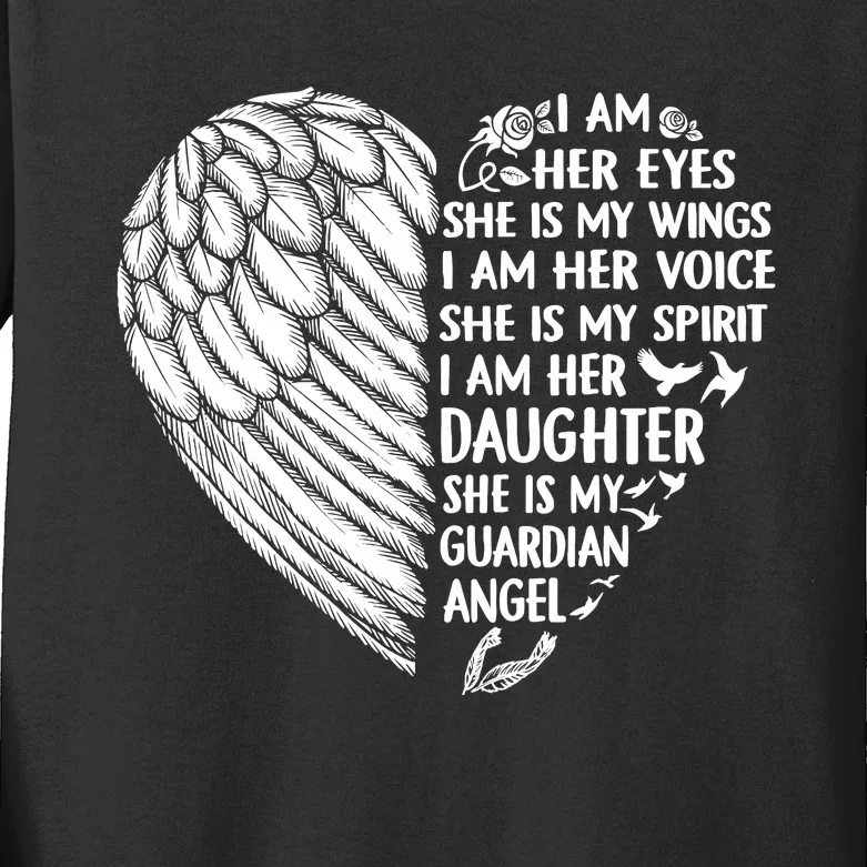 My Mom Is My Guardian Angel I Am Her Daughter Kids Long Sleeve Shirt