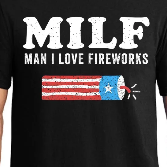 MILF Man I Love Fireworks Fourth 4th Of July Shirt Funny Pajama Set