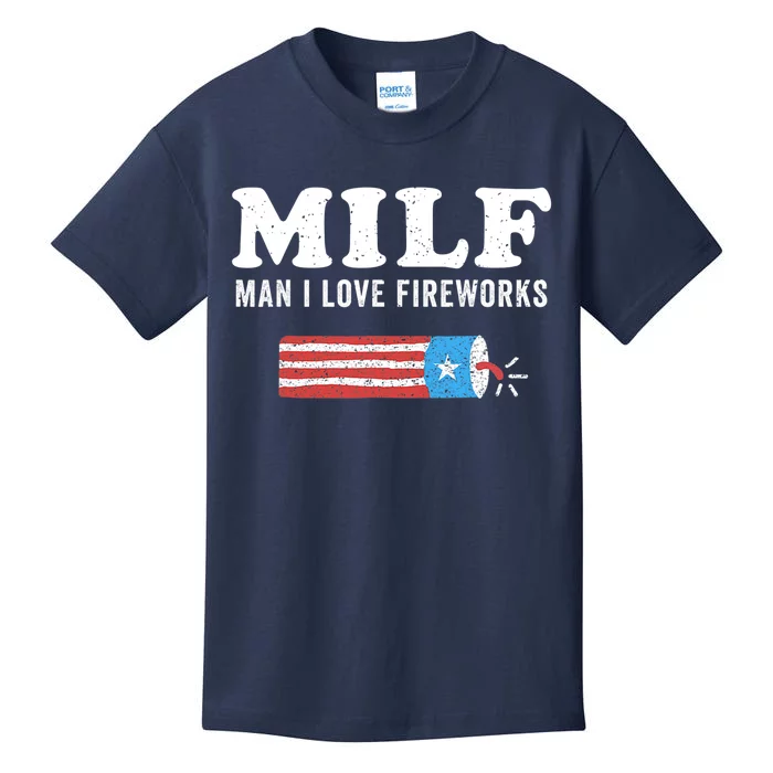 MILF Man I Love Fireworks Fourth 4th Of July Shirt Funny Kids T-Shirt