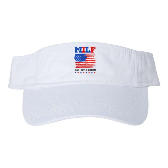 MILF Man I Love Freedom 4th Of July USA Flag Patriotic Valucap Bio-Washed Visor